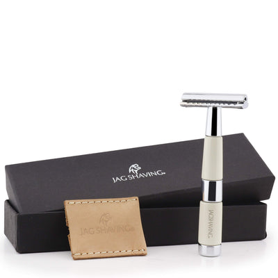 JAG's Double Edge Safety Razor - White Steel Handle